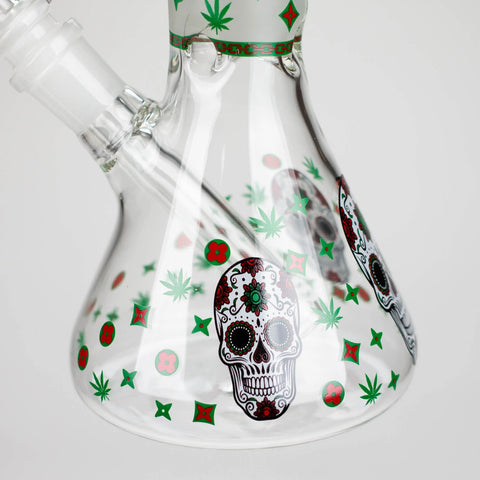 10" Glass Bong With Sugar Skull Design_7