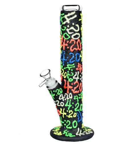 4:20 Glow in the Dark Glass Straight Tube Bong1 - bongstar