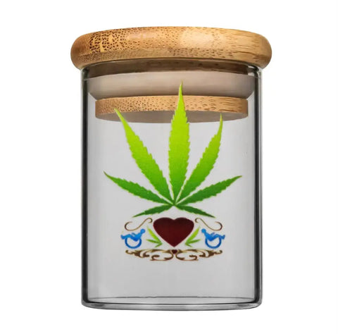 Bamboo & Glass Smell Proof Jar Large