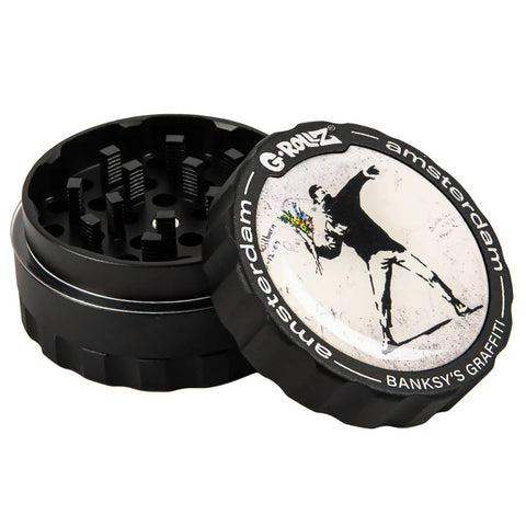 G-Rollz Banksy Graffiti 'Flower Thrower' 53mm 3pc Metal Grinder