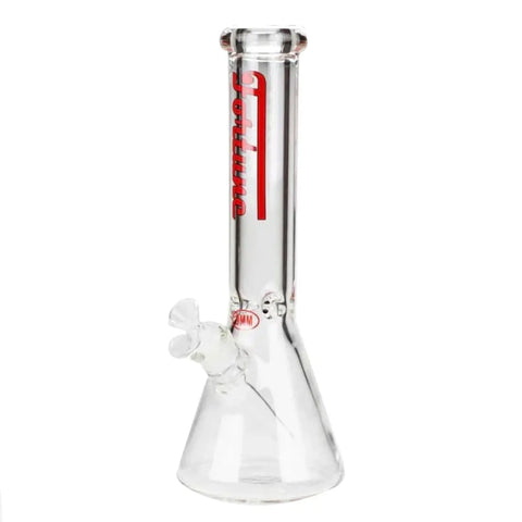 Fortune Glass Beaker Bong standing 14 inches tall with thick 9mm clear glass and wide base – premium bong from Bongstar Vancouver