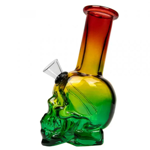 Mini Glass Water Bong Rainbow Skull - bongstar