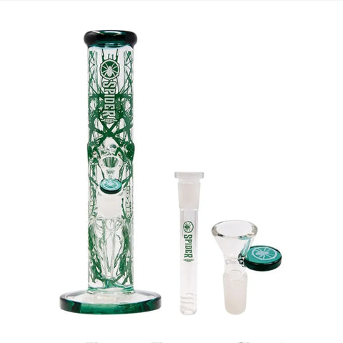 Teal Darkweb Spider Glass Bong 12"