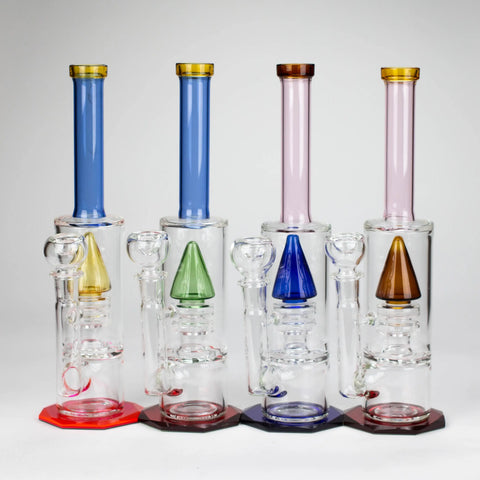 10" diamond cut stemless glass water pipe_0