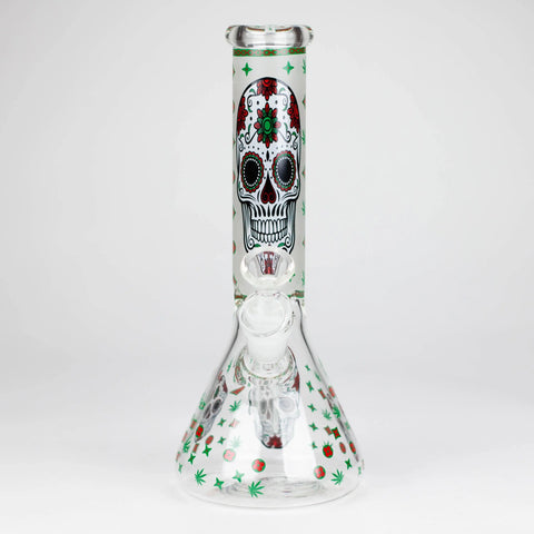 10" Glass Bong With Sugar Skull  Design_2