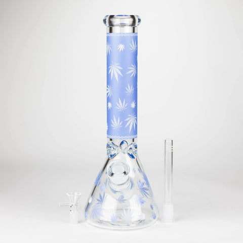 14" 7mm Leaf Design Grown In the Dark Water Bong_7