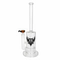 Bent Glass Barrel Perc Bong 15"