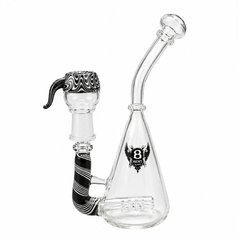 Bent Glass Small Rig Bong with Glass Nail 7"