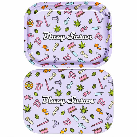 Blazy Susan Purple Icon Mini Rolling Tray with Lid