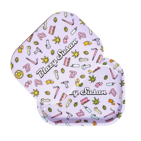 Blazy Susan Purple Icon Mini Rolling Tray with Lid