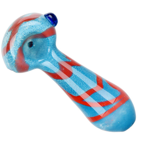 Bold Striation Glass Spoon Pipe Blue