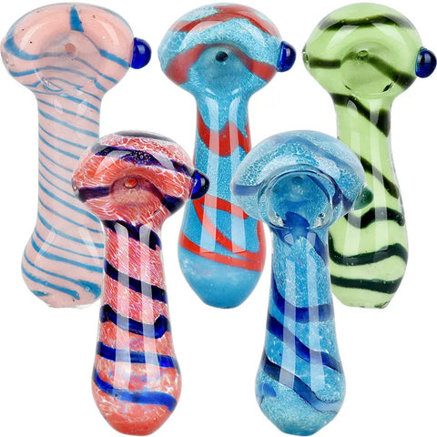 Bold Striation Glass Spoon Pipe  Colors