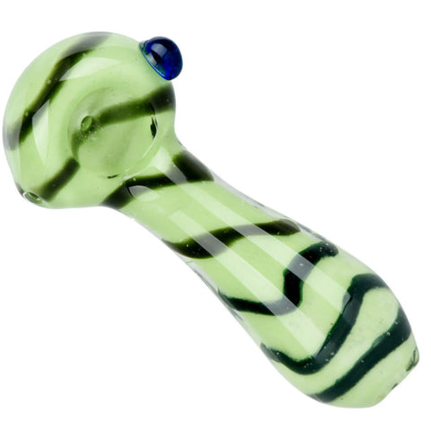 Bold Striation Glass Spoon Pipe Green
