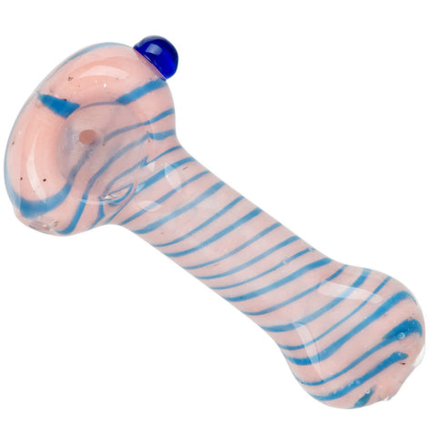 Bold Striation Glass Spoon Pipe Pink
