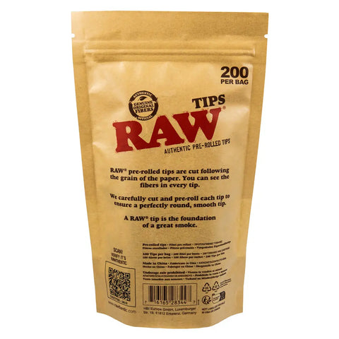 RAW Pre-Rolled Regular Tips Bag of 200