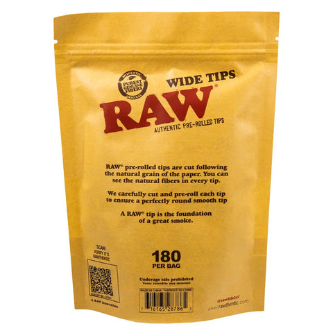 RAW Pre-Rolled Wide Tips Bag of 180