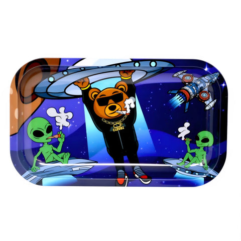 Cloudz Smoking Alien Metal Rolling Tray
