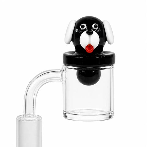 Dog Glass Carb Cap in a banger