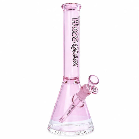 Hoss Glass Colored Beaker w/ Window Base Bong Pink