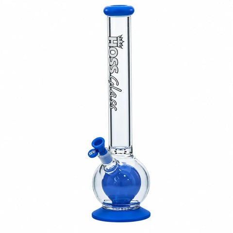 Hoss Glass Double Ball Bong 18" Blue