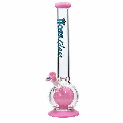 Hoss Glass Double Ball Bong 18" Pink