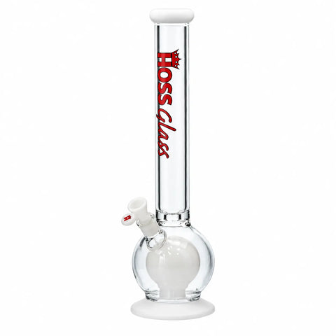 Hoss Glass Double Ball Bong 18" White
