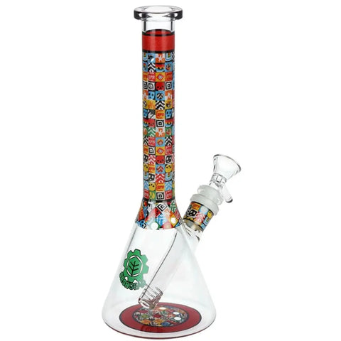 Icon Blocks Pattern Glass Beaker Bong