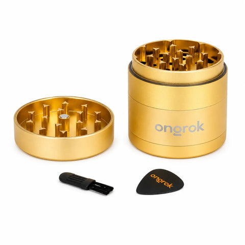 Ongrok 55mm 4-piece EZ Grinder Gold Opened