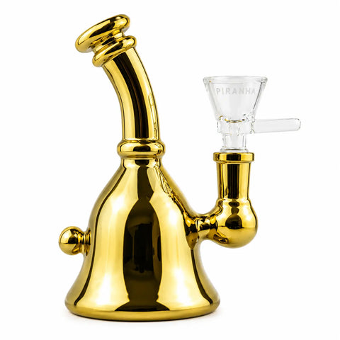 Piranha Glass 6" Bell Dab Rig Electroplated Gold