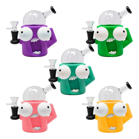 Quirky Eye Popping Silicone Bong 6"