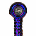 Red Eye Tek Terminator Twister Glass Hand Pipe 4"