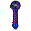 Red Eye Terminator Twister Glass Hand Pipe 4"