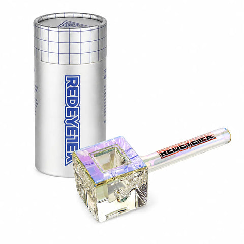 Red Eye Tek Infinity Bowl Square Glass Hand Pipe Clear Box