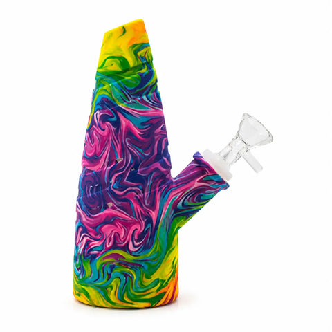 Small Fortune Cone Graphic Silicone Water Pipe 8"