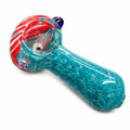 Swirl & Fritted Glass Spoon Pipe Blue